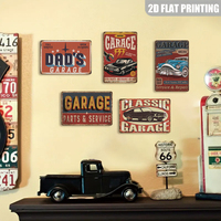 Letrero Metálico de Garaje, Decoración Rústica de Pared con Diseño de Auto Clásico para Garaje, Taller, Cuarto de Hombre, Regalo