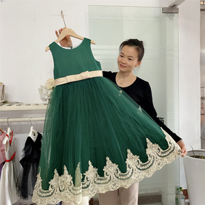 Vestido Rosa Nuevo encaje largo ropa de actuación para niños niñas buena calidad vestido de Navidad muy largo - Product Image 6