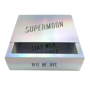 Customized hot sale holographic gift box glossy shiny drawer gift box packaging