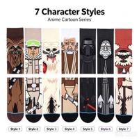 Kaos Kaki Katun Unisex Motif Anime Kartun Grosir 7 Desain Karakter Pola Kustom Hangtag untuk Hadiah Pesta Pemakaian Sehari-hari