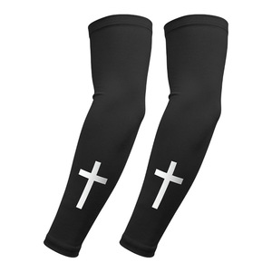 Cycling Arm Sleeves Black With Cross Design UV Protection Outdoor Use Unisex Adult - Product Image 1