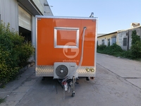 Remorque alimentaire mobile carrée orange personnalisée, entièrement équipée, pour restauration rapide en plein air, chariot à glaces et café, structure en aluminium résistante à la rouille