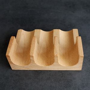 1 2 3 5 buah peralatan makan kayu padat dengan tempat piring kayu berbentuk U buatan tangan pemegang Taco Sushi - Product Image 4