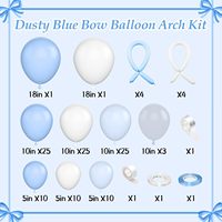 Kit d'arc de ballons 4D bleu poussiéreux respectueux de l'environnement, guirlande de longs ballons pour anniversaire, baby shower, décorations de mariage, chrome