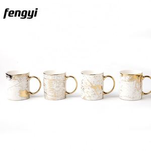 <b>Custom</b> Logo Print Modern Light Luxury Porcelain <b>Cups</b> Marble Gold Handle Mugs Ceramic Coffee Mug - Product Image 3