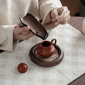 Juego de cucharas de té de madera de nogal, forma plana, cuchara de madera maciza, accesorio práctico para la ceremonia del té - Product Image 2