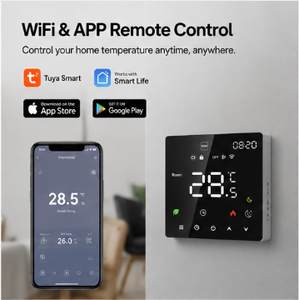 Termostato Inteligente DOMISI con Control <span class=keywords><strong>Remoto</strong></span>, Wi-Fi, Control por Voz a través de Aplicación, Montaje en Pared, Pantalla OLED, Uso Universal para el Hogar - Product Image 2