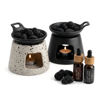 Brûleur d'aromathérapie en céramique et terre cuite, diffuseur d'huiles essentielles en pierre volcanique, ensemble de décoration pour la maison