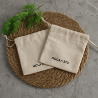 Sacs à cordon en coton naturel recyclable et écologique, pochette en coton doux pour l'emballage de bijoux et d'ornements
