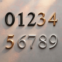 Numéros de maison 3D en relief en laiton massif et plaque d'aluminium – Chiffres d'adresse modernes flottants pour villa