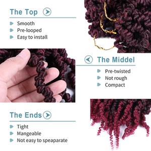 Dropshipping 10 pulgadas pretorcido primavera Curl Twist corto Crochet sintético trenzado extensiones de cabello <span class=keywords><strong>Bomo</strong></span> Twists cabello para Afro - Product Image 3