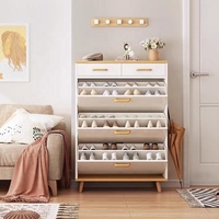 Armoire à Chaussures Pliante Moderne en Bois, Meuble de Rangement Rotatif pour la Maison avec Grande Capacité
