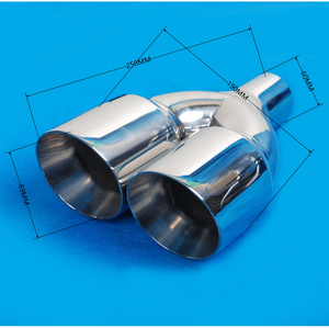 3.5 pouces sortie Chrome poli Y forme double embout d'échappement en acier inoxydable monocouche voiture queue silencieux fin tuyau paire - Product Image 2