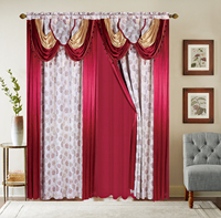 Rideau à œillets double couche en jacquard en gros avec occultation et ignifuge pour chambre à coucher et salon