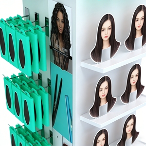 Multi-Function Combined Wig Display <b>Stand</b> Metal 4 Sided Rotating Rack with Shelves Hooks & Wheels for Hair Extensions - Product Image 4
