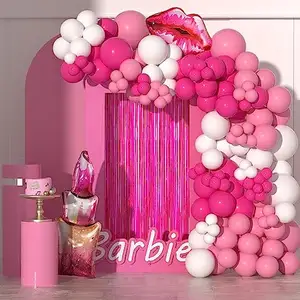 Bóng Hồng Nóng Garland vòm Kit son môi bóng bay cho cô gái sinh nhật Công chúa thời trang búp bê cô dâu tắm trang trí đám cưới kk001