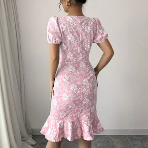 European American Summer Vintage Jacquard Slim Fit <b>Spaghetti</b> <b>Strap</b> O-Neck Floor-Length Career Dresses Natural Waist Comfortable - Product Image 2