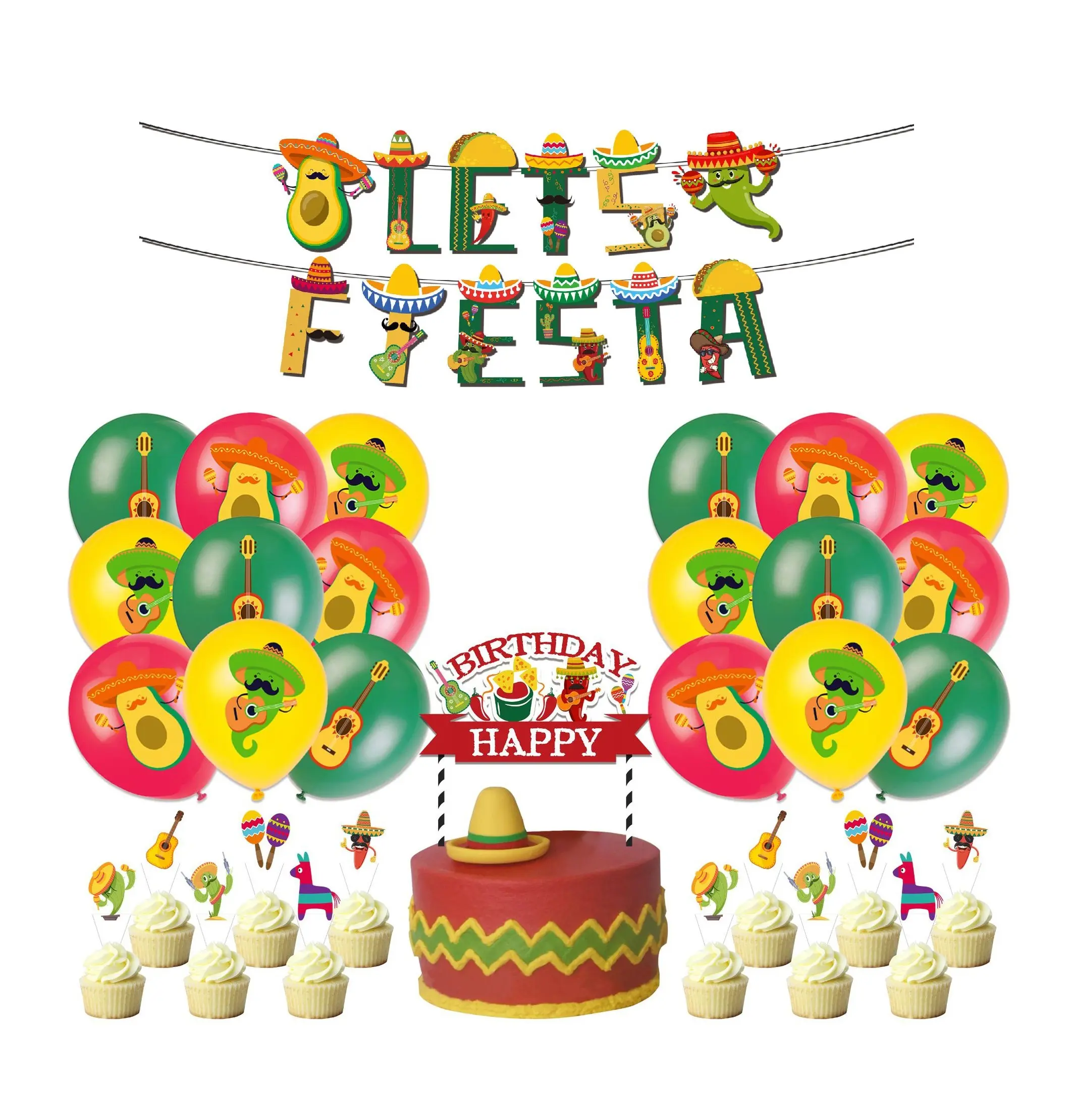 Party Fiesta Guirnalda Feliz Cumpleaños Personalizable Rayas 
