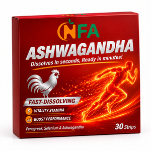 Film oral à dissolution rapide personnalisé à l'ashwagandha et à l'extrait de fenugrec – Booste la vitalité, améliore l'endurance, sans sucre, avec sélénium - Product Image 1