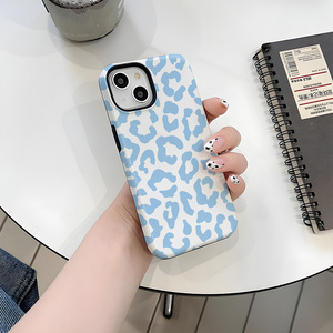 Leopard Print Matte Hai Lớp Phim Thăng Hoa Trường Hợp Điện Thoại Bìa Đối Với Apple iPhone 16 15 11 12 13 14 Pro Max 7 8 Cộng Với - Product Image 5