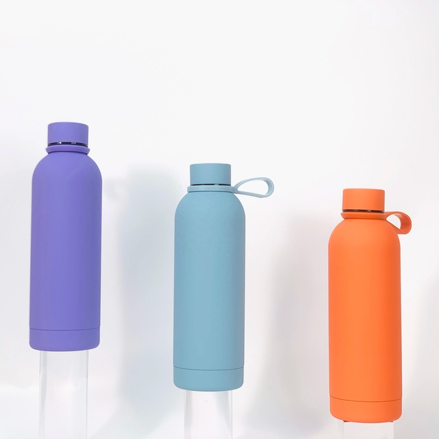 Multicolour 500ML BPA Free UV Rubber Hot Vacuum Stainless Insulated Thermos Water Bottles