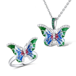 Collana con ciondolo a forma di farfalla, placcata in argento, in lega di zinco, con zirconi cubici, gioielli da donna per l'uso quotidiano, regalo - Product Image 2