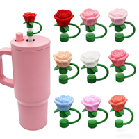 Nouveaux styles, couvre-pailles 3D de 10 mm, accessoires de bricolage, décoration de pailles en forme de rose rouge pour la Saint-Valentin, cadeaux, fête