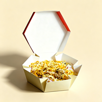 Boîte hexagonale pliable aseptique en papier kraft recyclable, fabriquée sur mesure en usine, avec une forme unique, grande capacité pour l'emballage à emporter