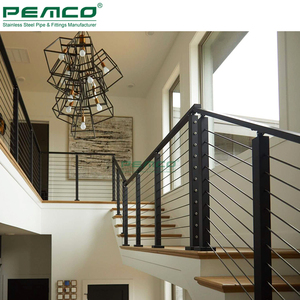 نظام درابزين سلالم من الفولاذ المقاوم للصدأ للمنازل، متوفر بـ 4 و6 و8 و10 أسلاك، تصميم مسند يد للدرج - Product Image 1