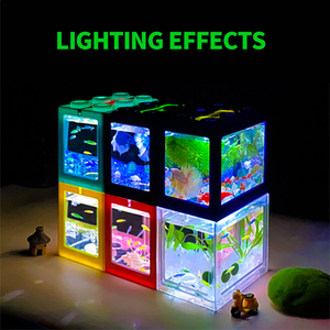 Mini Vis Tanks Betta <span class=keywords><strong>Aquarium</strong></span> <span class=keywords><strong>Aquarium</strong></span> Tank Fish Bowl Bouwsteen Kantoor Tafel Decoratie Home Decor Voerbox Led licht - Product Image 3