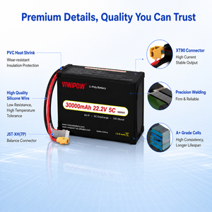 Batterie de drone FPV Viwipow 285Wh/kg 6S 30000mAh 5C semi-solide Lipo pour drones UAV - Product Image 5