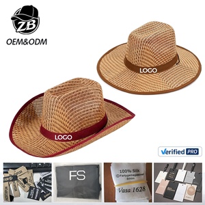 Wholesale <b>Western</b> Wide Brim Straw Panama <b>Hat</b> for Men Women Breathable Hollow Out Custom Logo Straw Wester Cowboy <b>Hat</b> - Product Image 1