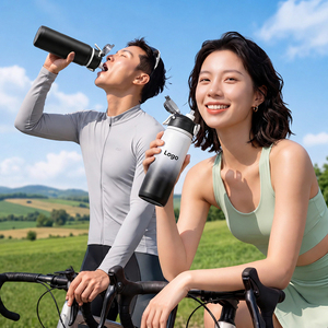 Bouteille d'eau isotherme en acier inoxydable 316 avec fonction spray, double paroi isolée, pour la gym, le sport, adultes, couleurs blanc et noir - Product Image 6