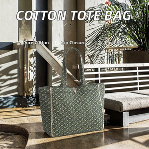 Bolsa de Mano Premium 100% Algodón con Cierre de Cremallera, Bordado con Patrón de Esparto, Talla Única para Viaje - Product Image 2