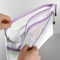 A4 organisateur clairement maille fermeture éclair sac visible tri décontracté en plastique document sac en nylon fichier poche personnalisé pour l'école bureau