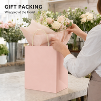 Sacs en papier kraft recyclé écologiques rose clair avec poignées en papier pour boutiques, commerces de détail, magasins de cadeaux, impression de logo personnalisée, promotion