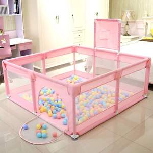 Grand parc de jeu ventilé en métal de 230 cm avec buts de football Messi et panier de sport pour enfants, idéal pour la sécurité des bébés, utilisable en extérieur, dans les parcs, les chambres et les écoles - Product Image 1