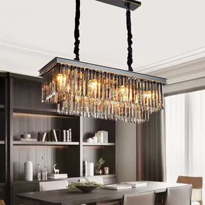 Decoration American Crystal Pendant Lights <b>Living</b> <b>Room</b> Luxury Black stainless steel <b>Chandelier</b> with Crystal - Product Image 2