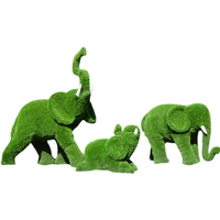 Décoration de jardin extérieur figures d'animaux grandeur nature résine fibre de verre plantes vertes animal éléphant zoo thème parc décor de jardin