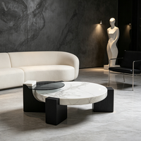 Mobilier moderne de luxe contemporain de style européen pour la maison Table d'appoint ronde en verre Ensemble de tables basses en marbre