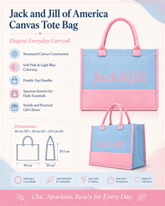 Borsa Tote in Tela JJ 1938 Ispirata a Jack and Jill of America, Design Trendy Bicolore Azzurro e Rosa per Uso Quotidiano - Product Image 6