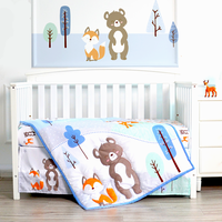 Ensemble de literie pour bébé nouveau-né en coton 100% confortable avec motif d'ours de dessin animé, vente en gros