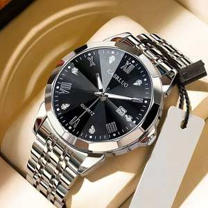 Reloj de cuarzo dorado de lujo para hombre, reloj de pulsera con brazalete de acero inoxidable, reloj de vestir clásico con números romanos y visualización de fecha - Product Image 4