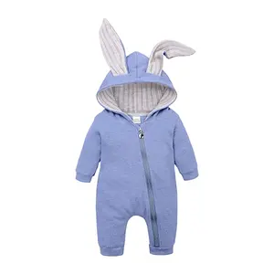 Grosir kostum untuk bayi perempuan 0-6 bulan-Fashion Bayi Hoodie Kelinci Pakaian Romper Kapas Zipper Bayi Rompers Musim Semi Musim Gugur Bayi Pakaian Bayi Kostum 0-18 Bulan
