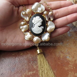 Collier féminin en plaqué or, 22 Carat, perles brute pour dame, Victoria, bijou - Product Image 1