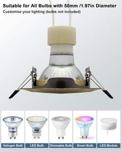 Allesgute 6X Spots encastrés GU10 vintage en <span class=keywords><strong>laiton</strong></span> avec cadre métallique, orientables à 360°, diamètre extérieur 90 mm, découpe de 90 mm - Product Image 4