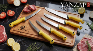 <span class=keywords><strong>Set</strong></span> di <span class=keywords><strong>Coltelli</strong></span> da Macellaio YanZap in Acciaio Inossidabile ad Alto Contenuto di Carbonio e Molibdeno per Disossare e Filettare con Manico Ergonomico e Antiscivolo in TPR - Product Image 3