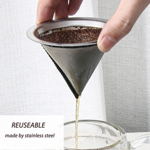 Bộ lọc cà phê bằng thép không gỉ, có thể tái sử dụng, hình nón, không cần giấy, lọc vĩnh viễn, lưới lọc, cấp thực phẩm, thân thiện với môi trường - Product Image 5