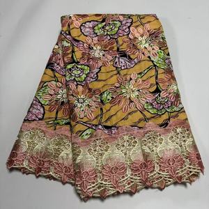 Tela de encaje de mezcla de cera africana de moda, textil de encaje bordado para prendas, 6 yardas/lote para vestido de fiesta - Product Image 6