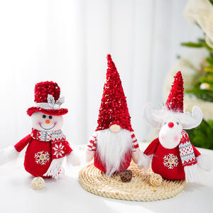 Poupée de Noël en forme de lutin rouge, de bonhomme de neige, d'élan, décorations de Noël pour la maison, ornements de Noël en sequins - Product Image 4